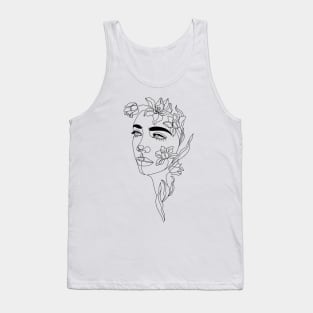 woman with tulips line art Tank Top